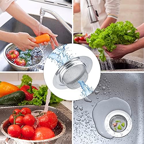 2Pcs Kitchen Sink Strainer, Stainless Steel Mesh Sink Drain Cover