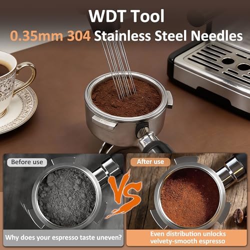 51mm Espresso Accessories Kit, Spring Loaded Calibrated Tamper, WDT