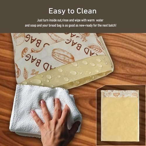 1-Pack Reusable Beeswax Bread Bag, XL Organic Cotton