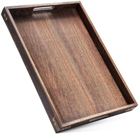 Wood Serving Tray - 17In Large Serving Tray with Handles | Decorative