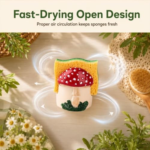 dgudgu Mushroom Kitchen Sponge Holder, Resin