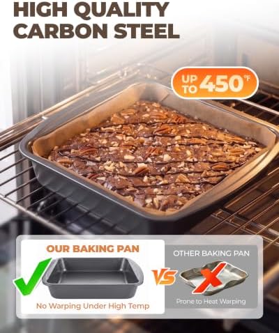 Bake Choice 9 x 9 Square Brownie Pan, Baking Pan with 30 Pcs Pre Cut