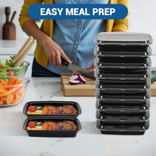 50-Pack 24 oz Reusable Meal Prep Containers 1 Compartment Food Storage