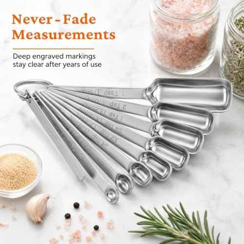 35PCS Stainless Steel Measuring Cups and Spoons Set, 7 Nesting Measuring Cups, Round & Rectangular Spoons with Clear Engraved Markings, 2-Pack Mini Spoon Sets with Leveler for Precise Cooking & Baking