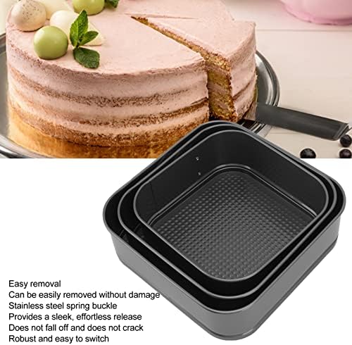 HERCHR 3PCS Square Springform Cake Pan Set, Non‐Stick