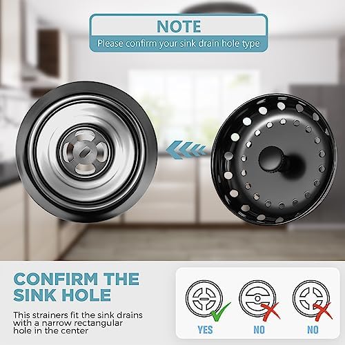 Zonon 5 Pcs 3-1/2 Inch Kitchen Sink Drain Strainer Assembly with Sink
