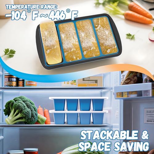 GORCI Silicone Soup Freezer Trays with Lids - 3 Pack, 1⁄2 cup, 1 cup