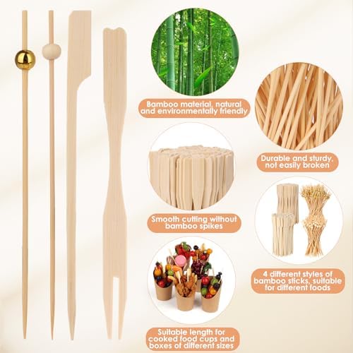 400PCS Cocktail Picks, Sublaga 4.7" Eco-friendly Natural Bamboo Ball