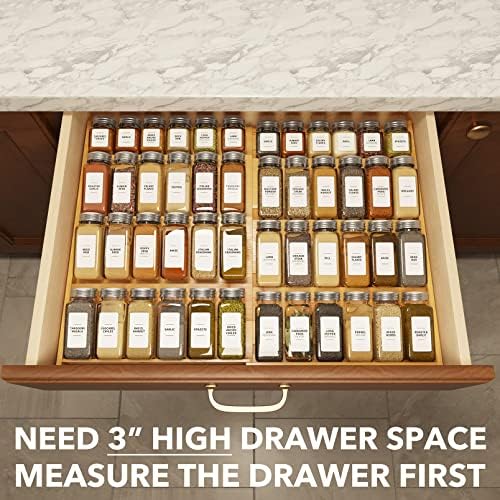 SpaceAid Bamboo Spice Drawer Organizer and 14-Piece Storage Boxes Set