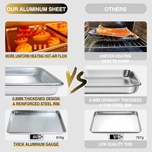 Commercial Quality Baking Sheet Pan Set, Natural Aluminum Cookie