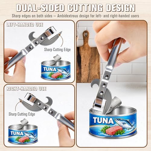 2 Pack 3 in 1 Can Openers, Vintage Can Opener with Dual Sided Blade