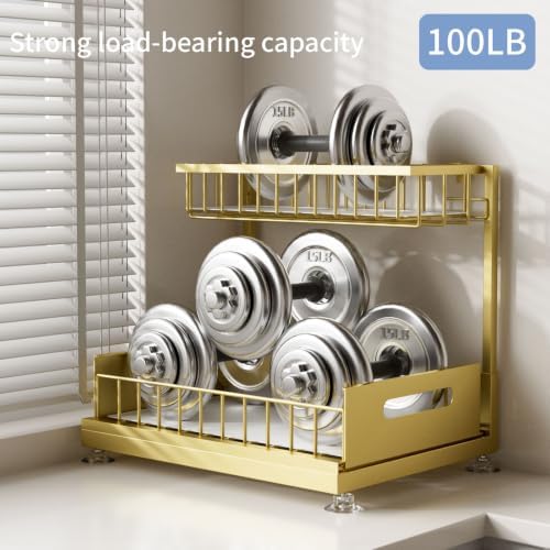 Saydear 2-Pack L-Shaped Under Sink Organizer, 2-Tier Pull-out Cabinet