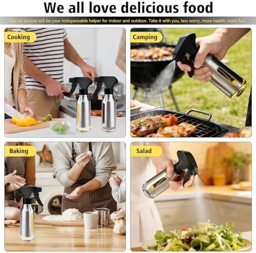 2-Pack Stainless Steel Oil Spray Bottles, 180ml Olive Oil Mister for