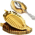 4 Pack Gold Leaf Spoon Rest, 6.7" Stainless Steel Coffee Spoon Holder