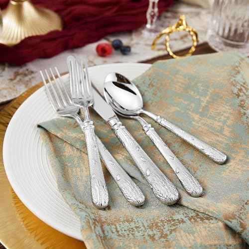 KEAWELL Premium Versailles 20-Piece Royal Silverware Set (20, Silver)