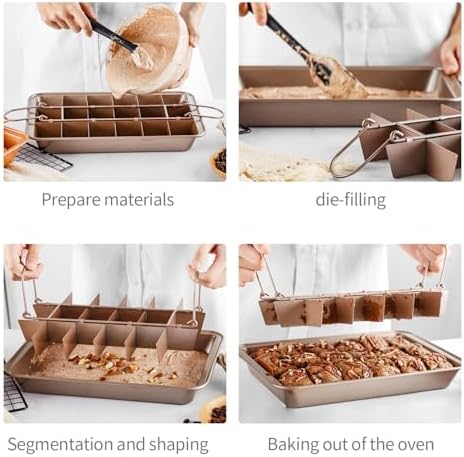 Brownie Pan with Dividers with Cutter Rectangular Cake, Non-stick