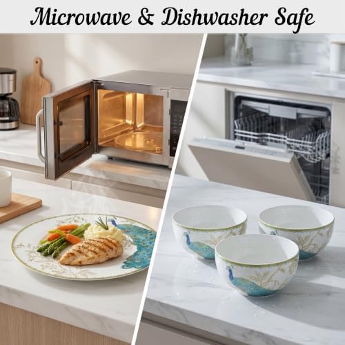 222 Fifth 16-Piece Porcelain Dinnerware Set for 4, Elegant Plates and