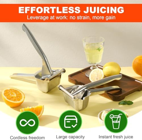 Large 304 Stainless Steel Manual Fruit Juicer Press, Handheld Citrus