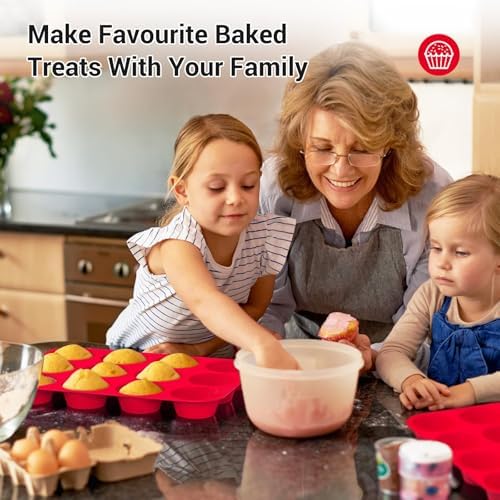 Redfly 2 Pack Silicone Muffin Pans for Baking & Cupcake Pan - 12 Cup