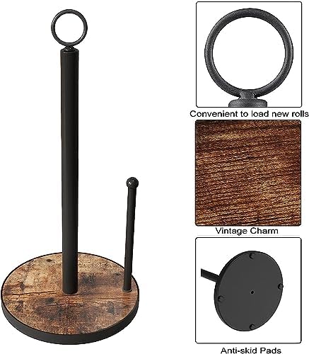 OROPY Countertop Paper Towel Holder, Wood Base, Farmhouse Style