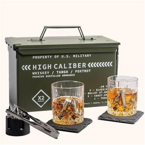 Titan LSO Whiskey Glasses and Stones in Unique Tactical Box Display