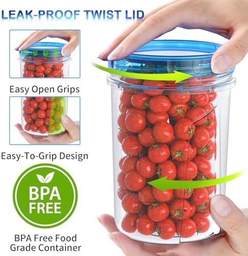 HOMETALL [32 oz 6 Pack] Food Storage Freezer Containers