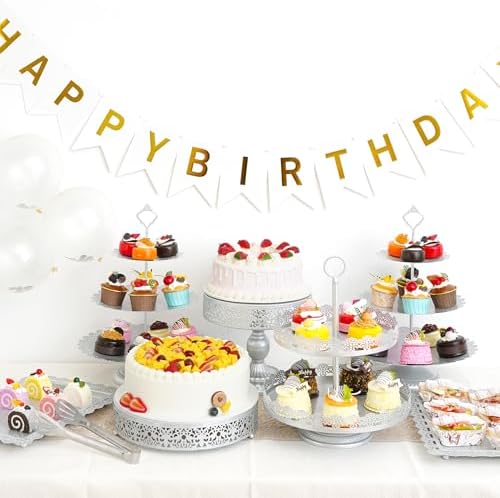 11Pcs Silver Cake Stand Set, Metal Dessert Table Display Set