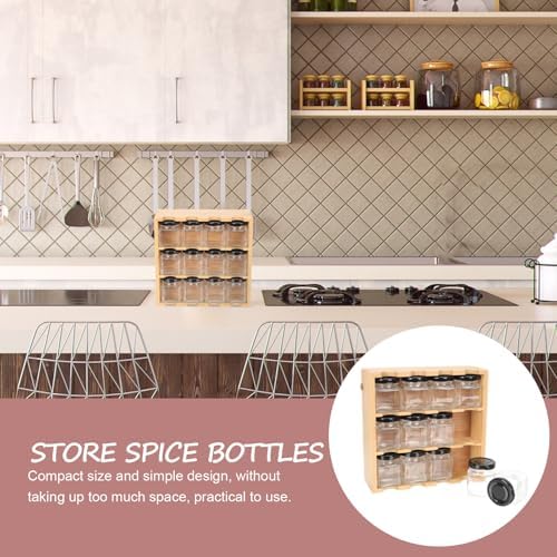 CALLARON 3-Tier Drawer Spice Rack Wooden Drawer Spice Organizer with
