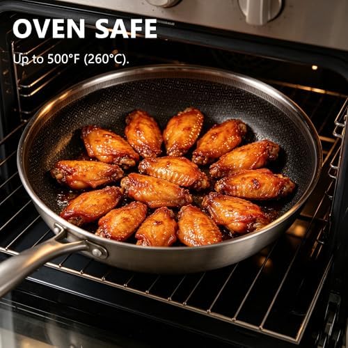 imarku 8"/10"/12" Hybrid Non Stick Frying Pan Set with Lids, PFOA Free
