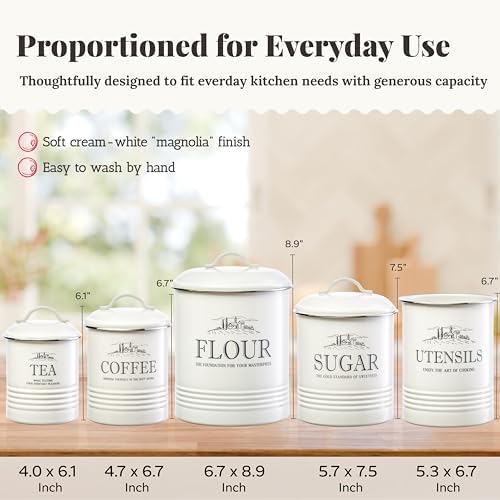 noonberry Bundle of 8 Kitchen Canisters for Countertop - for Flour