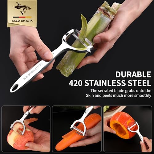 MAD SHARK Vegetable Peeler,Ultra Sharp Y Serrated Blade Peelers for