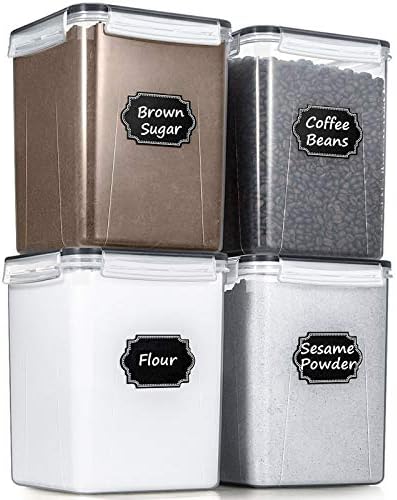 Wildone Flour Storage Containers 5.2L, 4 PCS Food Storage Containers