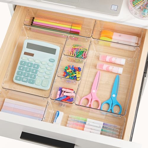 Vtopmart 44 PCS Clear Plastic Drawer Organizers Set, Vanity Organizer