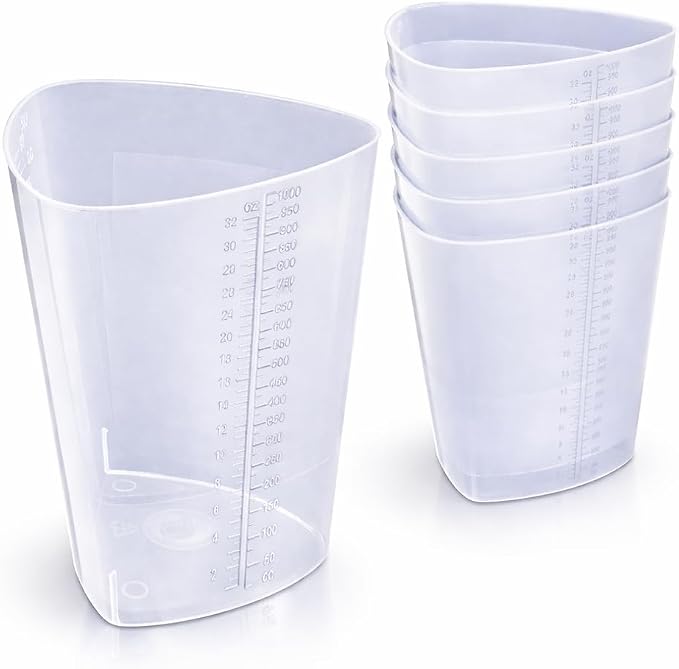 Vakly Plastic Graduated Triangular Intake Output Container 32 ounce Three-Sided by Vakly