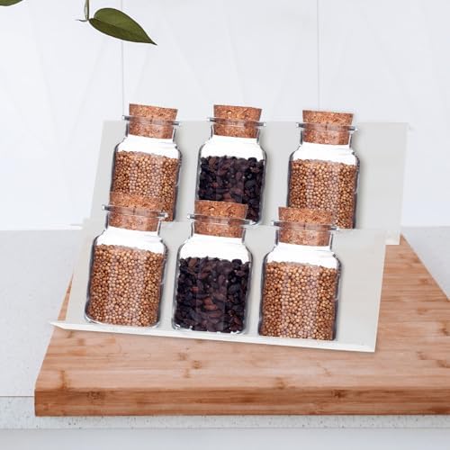 3pcs Stackable Plastic Spice Organizer Rack with Ladder Design