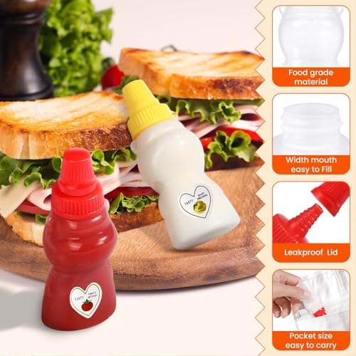 4 Pcs Mini Condiment Squeeze Bottles for Lunch Accessories, Mini