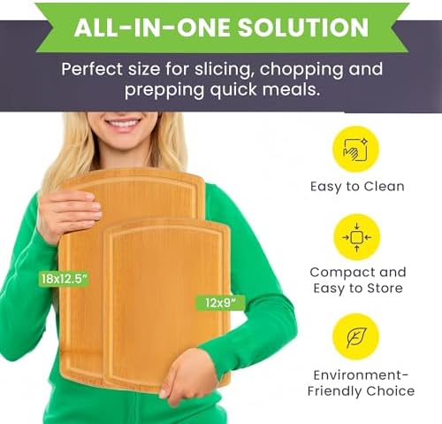 Extra Large Bamboo Cutting Board Set of 2 – Wood Cutting Boards for