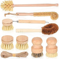 8 Pcs Bamboo Dish Brush Dish Washing Scrub Bottle Brush Wooden Palm