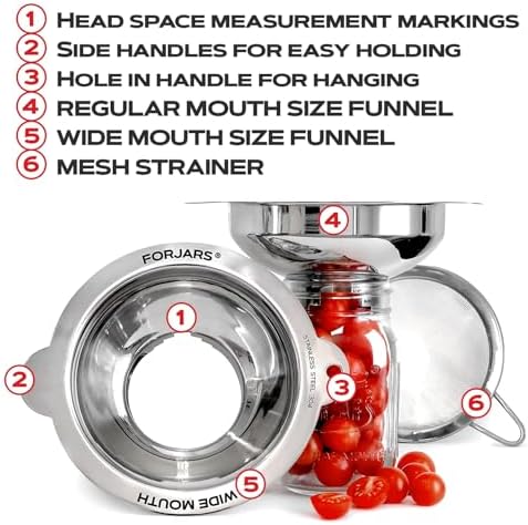 FORJARS Canning Funnel Set - with Strainer for Wide and Regular Mason
