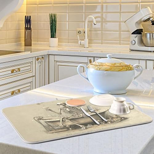 OTVEE Enjoy Bathtub with Wine Dish Drying Mat for Kitchen Counter