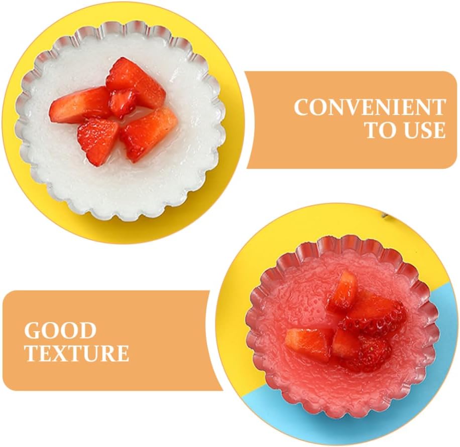 100pcs Disposable Foil Tart Trays Aluminum for Puddings Jelly