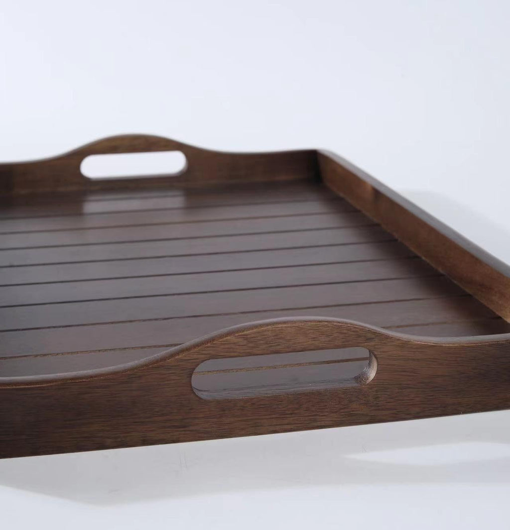 Joy&Grace Large Acacia Wooden Serving Tray with Handles 20 x 14 inch