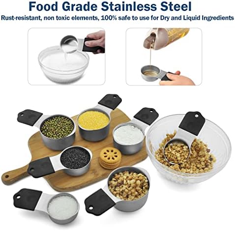 Magnetic Measuring Cups Set, 7 Pieces 18/8 Stainless Steel Stackable