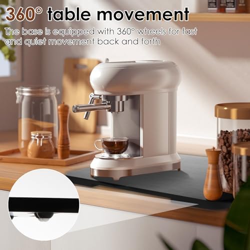 Bamboo Coffee Maker Rolling Tray, 15.8 x 13 Inch, Black