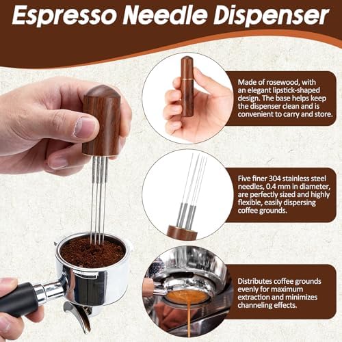7 Pcs 51 mm Espresso Tamper Set, Barista Accessories Kit WDT
