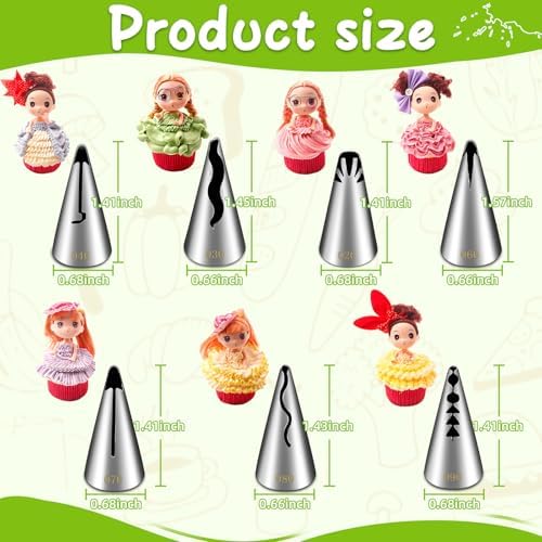 Suuker 7 Pieces Pleated Skirt Piping Nozzles Set