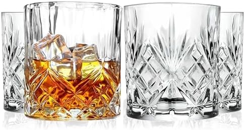 Barski Whiskey Glasses - Double Old Fashioned Rocks Glass - Set of 4