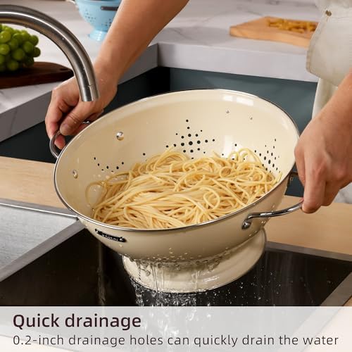 Metal Colander 2 Pack, Strainer Bowel with Handles 2Qt & 6Qt Powder