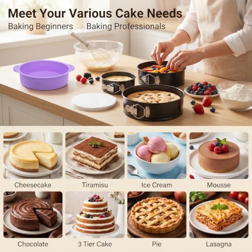 3 Pcs Springform Pan Set, 5 7 9 Inch Nonstick Spring Form Pan