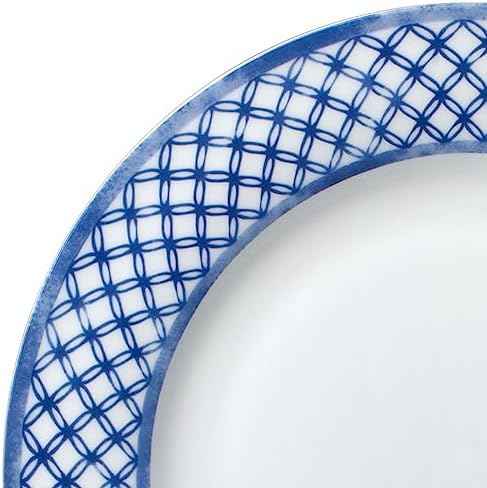 Mikasa Kiley Bone China Lightweight Chip Resistant 16 Piece Dinnerware Set, Service for 4,Blue and White